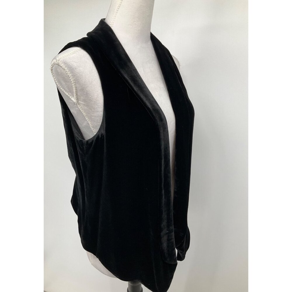 J. Jill size XS Crushed Velvet Open Front Draped Layering Vest, Black - Picture 8 of 9